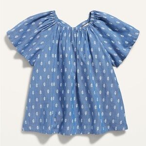 OLD NAVY Short-Sleeve Tie-Back Matching Print Navy White Top Girls Size 4